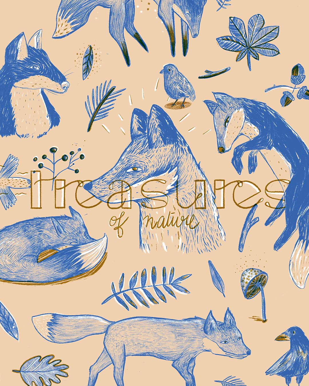 illustration graphique typographique Nature renard forêt