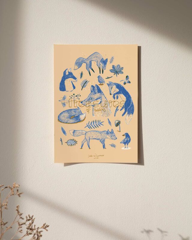 illustration graphique typographique Nature renard forêt